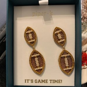 Bling football post earrings
